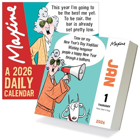 TF Publishing 2026 Maxine Daily Desktop Calendar - Small Daily Desk Calendar 2026 for Home or Office Organization, Full-Color Tear-Off Pages & Stand-Up Display with Funny Quotes - 5.25 x 5.25 In