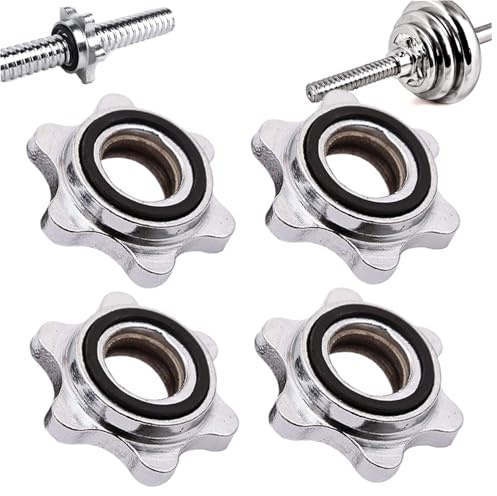 Skivstång hexagon, 4 st spinnlås kragskruv, ändar halkfria skivstångsklämmor, träningstillbehör universella viktklämmor för skivstänger stänger träning/2,5 x 2 cm