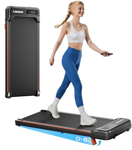 Abonow Walking Pad with Incline, 1-6 Km/H 8% Portable Under Desk Walking Treadmill, Exercise Equipment For Home Office Use, Quiet Running Machine