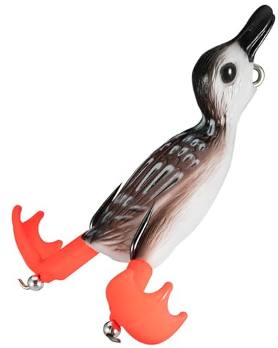 Duck Fishing Lure for Saltwater and Freshwater, Soft Fish Catching Baits with Hooks 3D Topwater Baits Bass Fishing Lure Splashing Feet, Baits for Bass Snakehead Pike