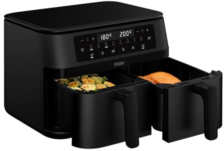 Haier Freidora de Aire de Doble Cajón | 11L Gran Capacidad | 8 Funciones