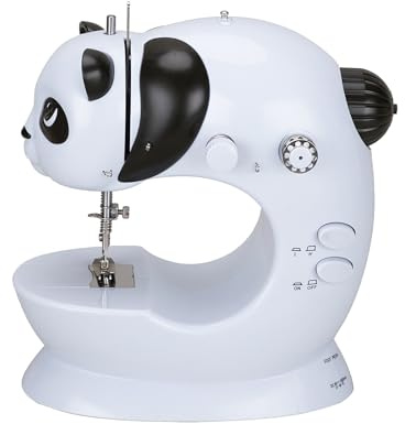 YUMILI Macchina da cucire elettrica, portatile carino panda forma, mini macchina da cucire a doppio filo per bambini