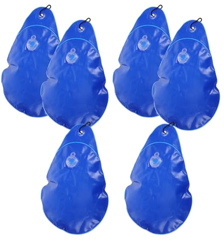 WRITWAA Pesas para Cubiertas de Piscina Invierno 6 Piezas con Ganchos, Bolsas Colgantes de PVC Resistente a Prueba de Fugas, Contrapeso para Piscinas Elevadas, Accesorio para