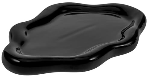 SHOWERORO Soporte para Cucharas de Cerámica Negro Diseño de Nube Pequeño, Portacucharas para Cocina, Reposacucharas para Utensilios y Encimeras, Adecuado para Mantener Limpias Superficies