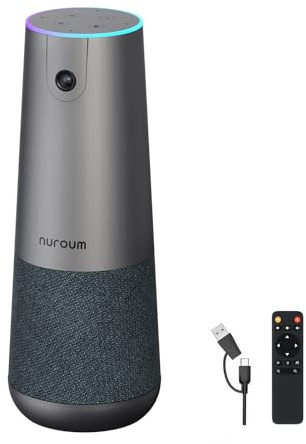 Nuroum C40(2nd Gen) Webcam 4K con Micrófono y Altavoz, 8MP CMOS,Campo Visión 120°,AI Framing,5X Zoom, Cámara Web Full HD para Ordenador,USB Plug and Play para Videoconferencia/Videollamada/Zoom/Mac/PC