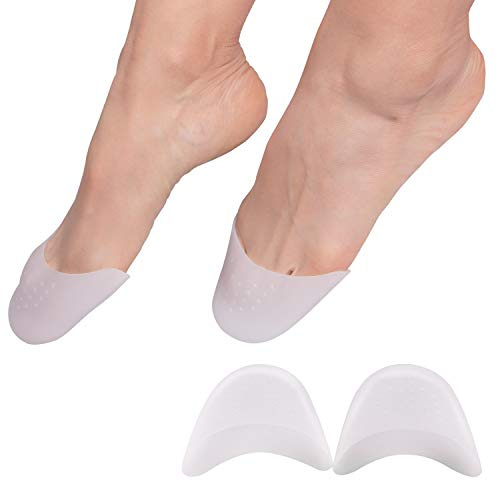 2 Pairs Soft Silicone Gel Toe Protectors Covers Faireach Toe Caps Metatarsal Pads with Forefoot Cushion Ballet Pointe Dance High Heel Shoe Pads 4 PCS