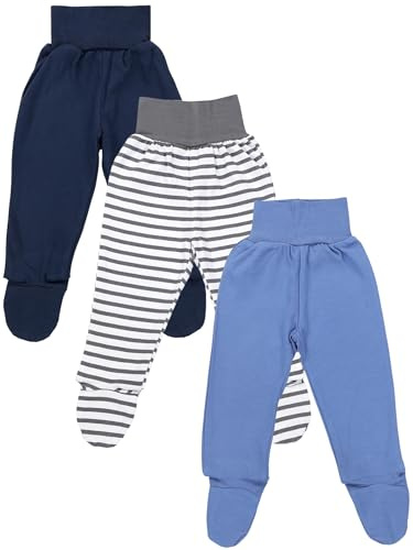 TupTam Pantalones Bebé con Pies 3 Pack Algodón Niño Suaves Cómodos Oeko-Tex, Mix de Colores 1, 56