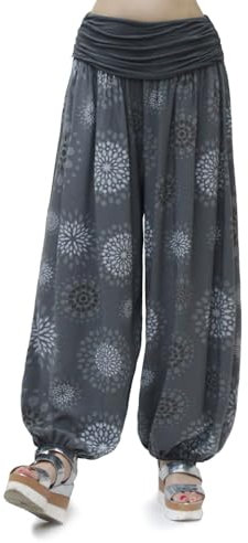 Glamexx24 Damen XXL Leichte Pumphose Haremshose Freizeithose Sommerhose Hose mit vielen Muster 13090, Dunkelgrau 2, XL/XXXL