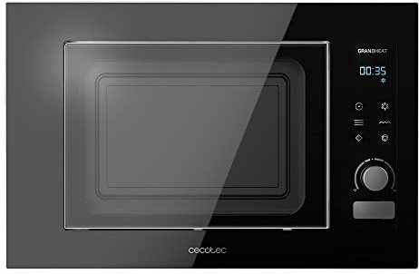 Cecotec Microondas Encastrable Digital GrandHeat 2000 Built-in Touch Black. 1200 W, Integrable, 21 Litros, Grill, 8 Funciones, Panel Táctil, Inicio Automático, Temporizador, Negro