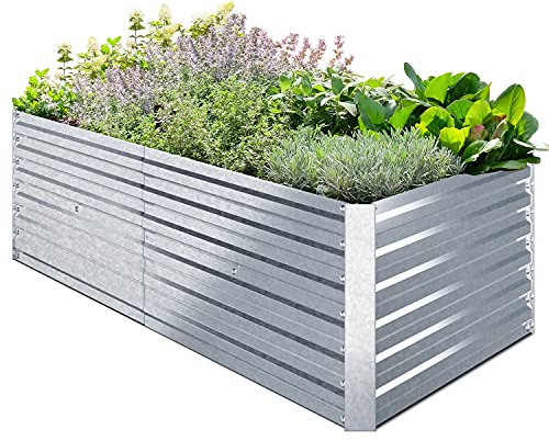 Ohuhu Hochbeet Metall Pflanzenbeet 180x90x60cm, Wetterfestes Stahlblech Hochbeet für Gemüse Erhöhte Extragroße, Gemüsebeet Pflanzkasten Frühbeet Gartenbeet Pflanzkübel Blumenkasten für Garten