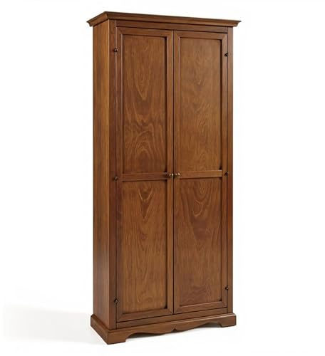 Mar.c.a. Design - Armadio in Legno Massello Porta Scope 87x40x192 cm - Armadio Arte Povera 2 Ante 2 Cassetti - Made in Italy