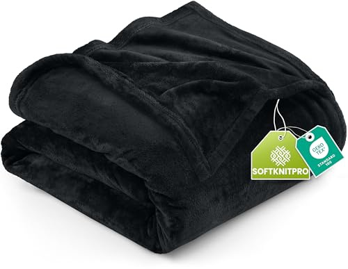 Utopia Sängkläder Fleecefilt Svart 300GSM Lyxfilt för Bäddsoffa Antistatisk Fuzzy Soft Sängfilt [259x243 cm]