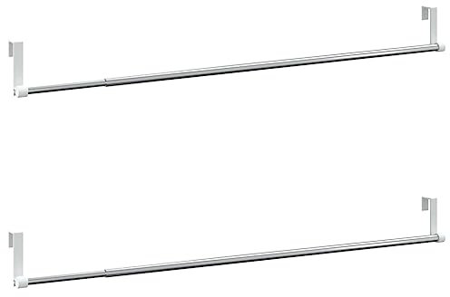 vidaXL Gardinenstange 2 STK., Längenverstellbare Vorhangstange, Gardinenschiene für Bad Küche Wohnzimmer, Vorhangschiene Teleskop Gardinenstangen, Weiß Silbern Aluminium