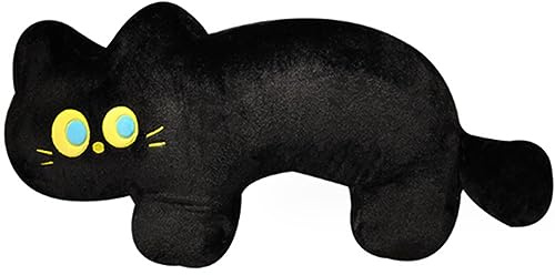 OUKEYI Kattkudde plysch, svart katt plyschleksak, mjuk plyschdocka Kawaii svart katt gosedjur, för barn, födelsedag, flickvän, alla hjärtans dag (60 cm)