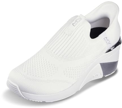 Skechers Women's A-Wedge-Crecent Sneaker, White, 7