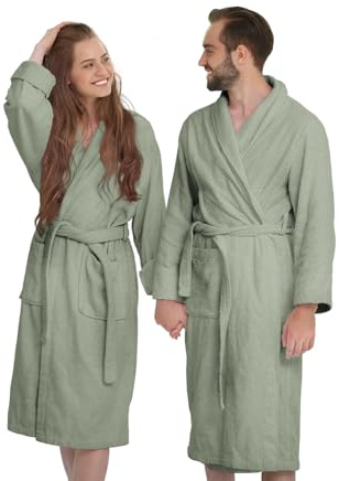 Banzaii Accappatoio Uomo, Accappatoio Donna, Accappatoio in Spugna con Cappuccio 100% Cotone Super Assorbente e Morbido - Taglia S Salvia