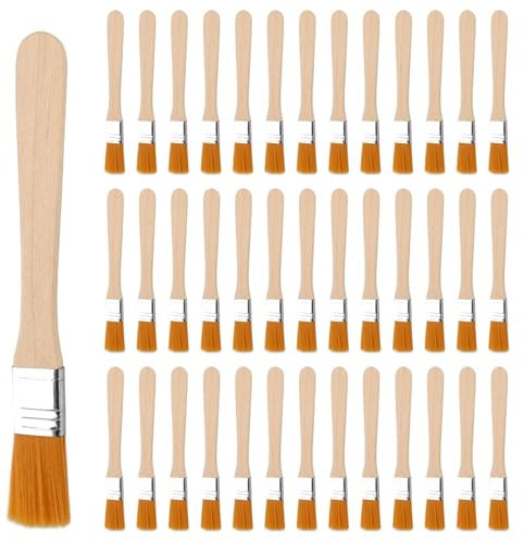 Nine Zero Juego de 40 Pinceles pequeños con cerdas, Pincel Plano de 13,5 cm, Pincel para Pintar, Pincel para Pintar, Pincel para Ventana con Mango de Madera para Pinceles, Pinturas, Arte, Materiales