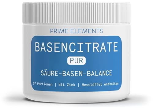 Basencitrate Pur ohne Zucker und Süßungsmittel | Für eine normale Säure-Basen-Balance | Viel Magnesiumcitrat | Geeignet für Diät und Basenfasten | Vegan | Basisch salziger Geschmack