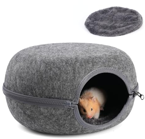 DOOKRON Guinea Pig Hideout, Double Function Guinea Pig Bed with 2 Soft Cushions, Small Animal Cage Accessories for Guinea Pigs, Hamsters, Hedgehogs, and Ferrets (Dark Grey)