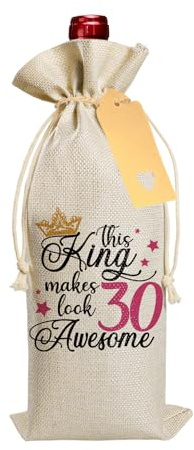 30th Birthday Gifts for Men, Drawstring Wine Gift Bag with Label and Rope, Funny 30th Birthday Wine Bag Gifts for Party Decorative, Best Friend, Fathers, Brotherly, Men Personalised Birthdays Gift
