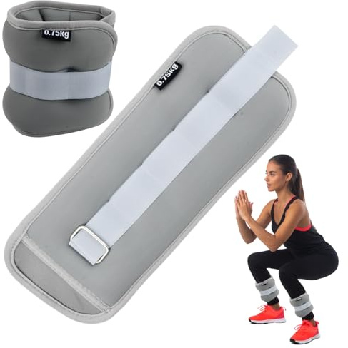 1 par viktmanschetter för handleder vid fotled, 0,5/0,75 kg fotledsvikter sats, viktmanschetter handfot, armvikter ankelvikt för gymnastik yoga dans fitness (grå, 2 x 0,75 kg)