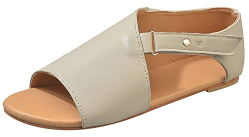 Sandali Sportivi Donna Estive Scarpe Donna Sandali Piatti Con Tacco da Solido Rotondo Di Punta Hook&Loop Colore Scarpe da Camminata (Grey 39)