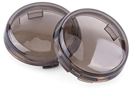 Qiilu 2 lenti lampeggianti per moto lampeggianti lente copertura per Harley Dyna Softail Sportster(Smoky)