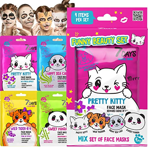 7Days Gesichtsmasken, Hautpflege-Geschenkset – Blattmasken-Set, feuchtigkeitsspendend, beruhigend, erfrischend, niedliches Gesichtsmasken-Set für Frauen Korean Skincare