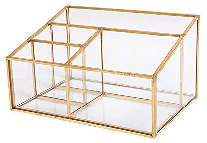SLHEQING Make up Organizer Gold Vintage Pinselhater Beauty Organizer Metall und Glas, Kosmetik Organizer (D41B)