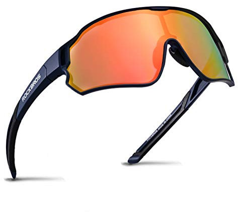 ROCKBROS Fahrradbrille Polarisierte Sportsbrille HD Bunte Sonnenbrille mit UV-Schutz Winddicht Radsportbrille für Radfahren Laufen Angeln Golf Wandern Herren Damen Dunkelblau