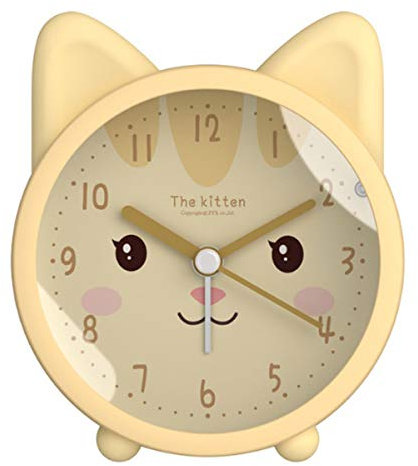 Sveglia silenziosa per bambini a forma di animale cane/gatto, silenziosa, senza ticchettio, al quarzo, da scrivania o da comodino