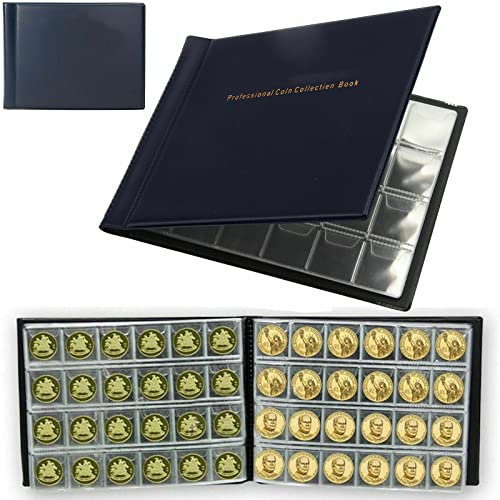 Wress Álbum de colección de Monedas de 240 Bolsillos, Libro de coleccionista de Monedas Negro, Caja de Almacenamiento, Fundas de coleccionista, Caja organizadora para Colecciones de Monedas, Billetes
