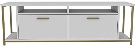 DECOROTIKA - Omar 160 cm Wide TV Stand and Media Console for TVs up to 72'' with Colour Options (White/Gold)