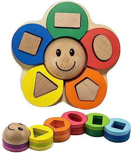 Pikatoyz® Holzspielzeug ab 1 Jahr | Montessori Spielzeug 1–3 Jahre | Kinderspielzeug zum Stapeln und Sortieren | Motorikspielzeug für Jungen & Mädchen