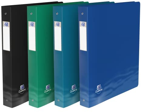 Oxford A4 Ringbuch XL, Oceanis, 4 cm Rücken, 4 Ringe, recycelter Kunststoff aus dem Meer, Zufallsfarbe, 1 Stück