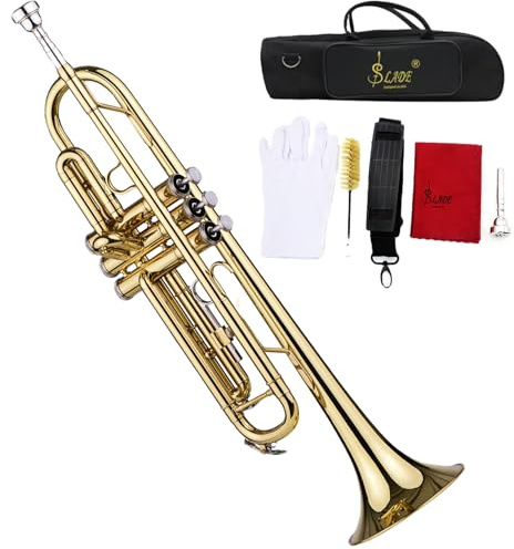 summina Trumpet Bb B Flat Brass Trompetas Instrumento with Mouthpiece Gloves for Standard Student Beginner and Teacher