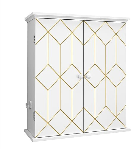 HOLTICO Medizinschrank Badezimmerschrank Hängend Wandschrank Badschrank Küchenschrank Hängeschrank Weiß mit verstellbarem Regal,Schrank freistehend für Küche,Badzimmer,Schlafzimmer