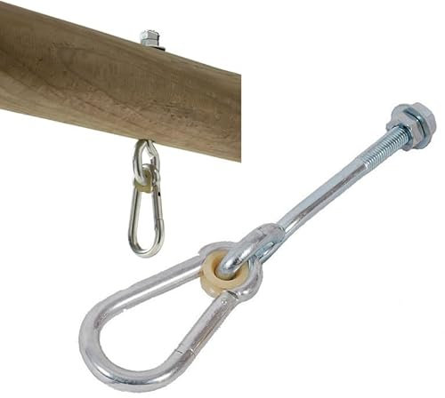GigiToys® Crochet de suspension pour balançoire M12 140 mm Type A | Fixation de hamac | Boulons galvanisés pour poutres en bois | Kit de vis de balançoire Supports pour aire de jeux
