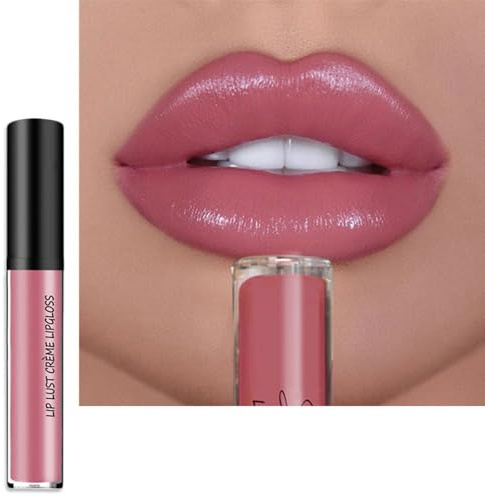Lippenstift & Lip Balm, 24 Stunden Halt Hanganhaltender Lipstick, Wasserfest 2024 Neuer Lipgloss, Lang Anhaltender Charme, Glatte Schimmertextur, Lipgloss 24 Stunden Halt (E, One Size)