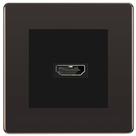 BG Nexus Screwless Black Nickel 1 Gang HDMI Socket Black Insert