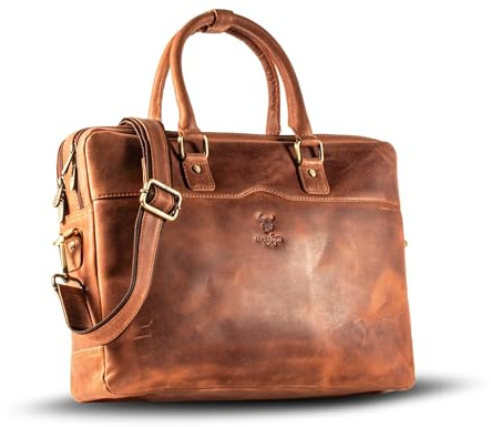 MATADOR MONACO - Bolso para portátil de piel con correa para el hombro desmontable y correa para el carro integrada, elegante bandolera para hombre, maletín elegante para hombre