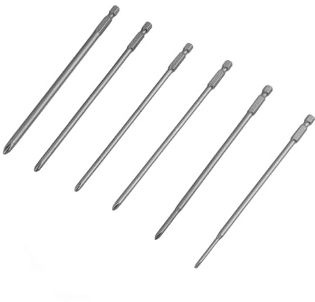 6 st 150 mm långa, magnetiska korsformade skruvmejselbitar, 1/4 tum, sexstång, magnetisk korsskruvmejsel, för elektrisk och manuell skruvmejsel, borrar, för hushållsapparater och verkstäder