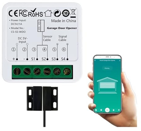 TIEOAXFT Ouvre-Porte de Garage Intelligent Tuya, contrôleur de Porte de Portail WiFi Compatible for la sécurité à Domicile/Ferme/Garage/Entreprise
