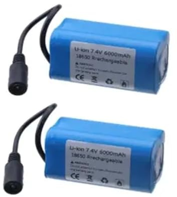 7.4V 6000Mah Battery ， Compatible For T188 T888 2011-5 V007 C18 H18 V18 D18B FX88 ， Compatible For Remote ，Control RC Fishing Bait Boat Battery Parts(2pcs 6000mah)
