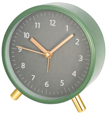 M.J COMFY-LIFE Analog Morden Alarm Clock Silent Non Ticking for Bedroom Battery Operated Small Metal Desk Clock with Night Light Easy to Read Dial Minimalist Decor for Home Office Study Bedroom, Green