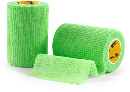 SPORTTAPE Self-Adhesive Cohesive Bandage, 2 Rolls 7.5cm x 4.5m, Mint Green | Compression & Vet Wrap for Dogs, Horses, Sports Stretch Tape for Football, Ankles, Joints, Fingers, Wrists & Sock Tape