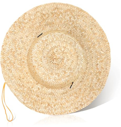 PATKAW Barns Strandhatt i Vävd Halm Bred Kant Uv-skyddande Solhatt för Pojke Pojkar och Flickor Andningsbar och Stilren Utomhusmössa för och Strandfest