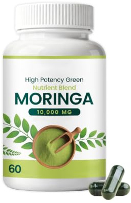Moringa bladextrakt 1000mg - grönt rent ekologiskt (60 antal) | Pure Moringa Leaf Powder ，Single Origin, Energy & Immune Support - för alla