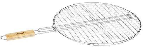 AC-Déco Double Grille Barbecue Ronde - D 40 x H 66 cm - Métal chromé