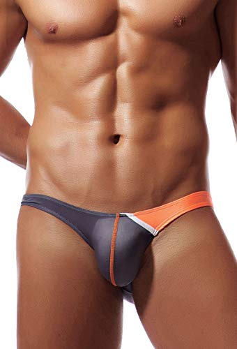 Newsywell Hommes Ice Silk Soie Glacée Ice Silk Bikinis Taille Basse Triangle Micro Slips sous-vêtements Gris X-Large
